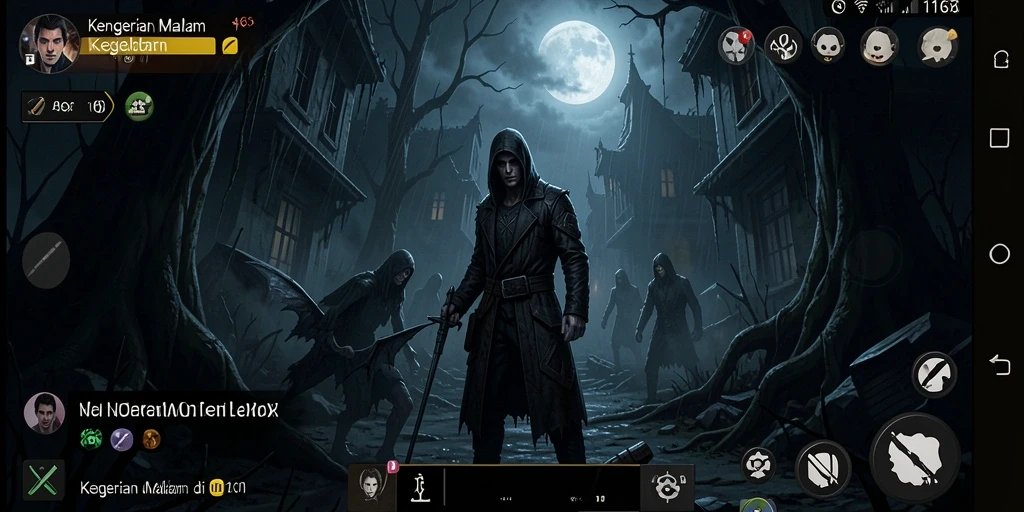 Screenshot dari gameplay menakutkan dalam 116X dengan suasana yang mencekam.