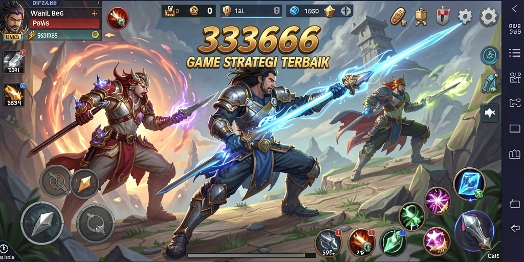Screenshot gameplay 333666 yang menampilkan aksi pertempuran strategis.