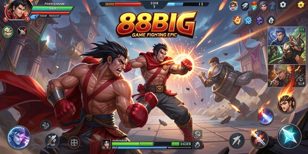 Gameplay menegangkan dalam 88BIG saat karakter bertarung.