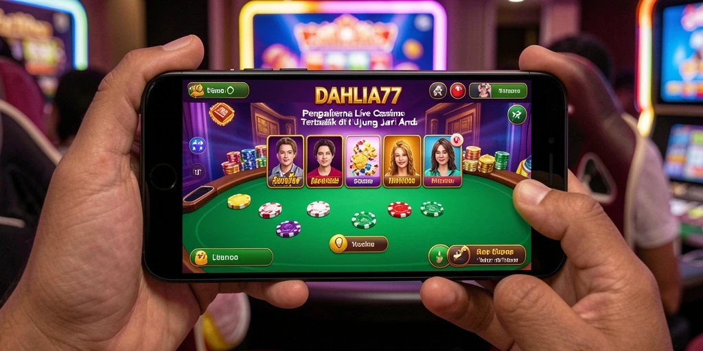 Tangkapan layar gameplay <strong>DAHLIA77</strong> menunjukkan dealer profesional dan suasana kasino yang nyata.