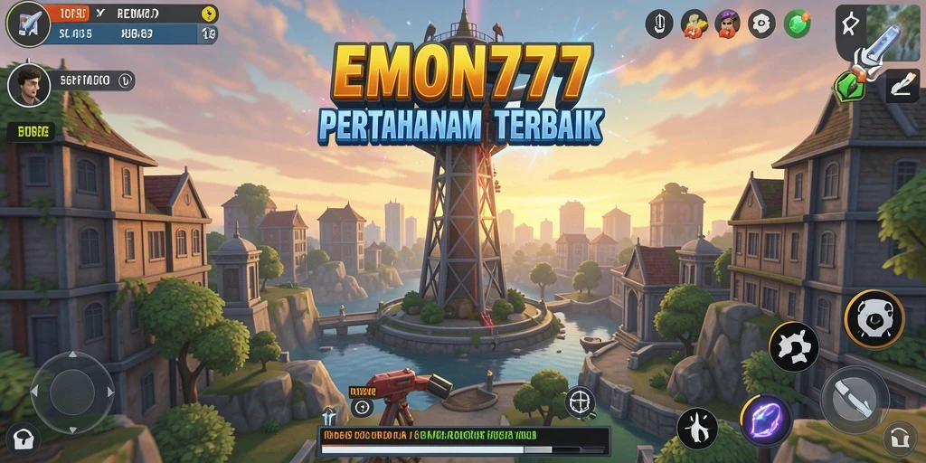 Screenshot gameplay EMON777 menampilkan aksi menara pertahanan yang seru.