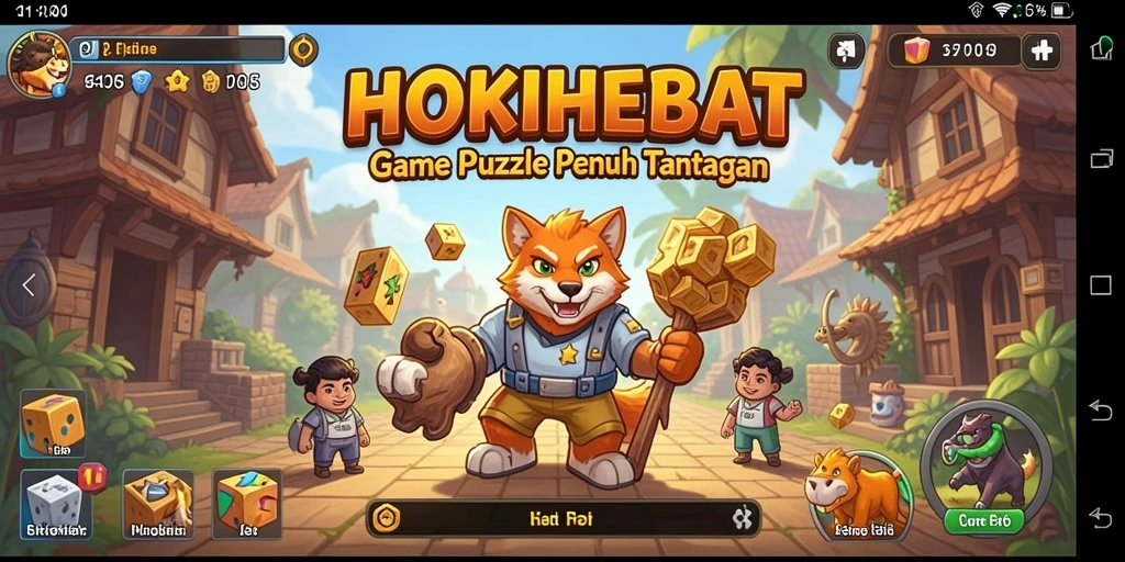 Screenshot gameplay HOKIHEBAT menampilkan teka-teki yang menantang dan penuh warna.