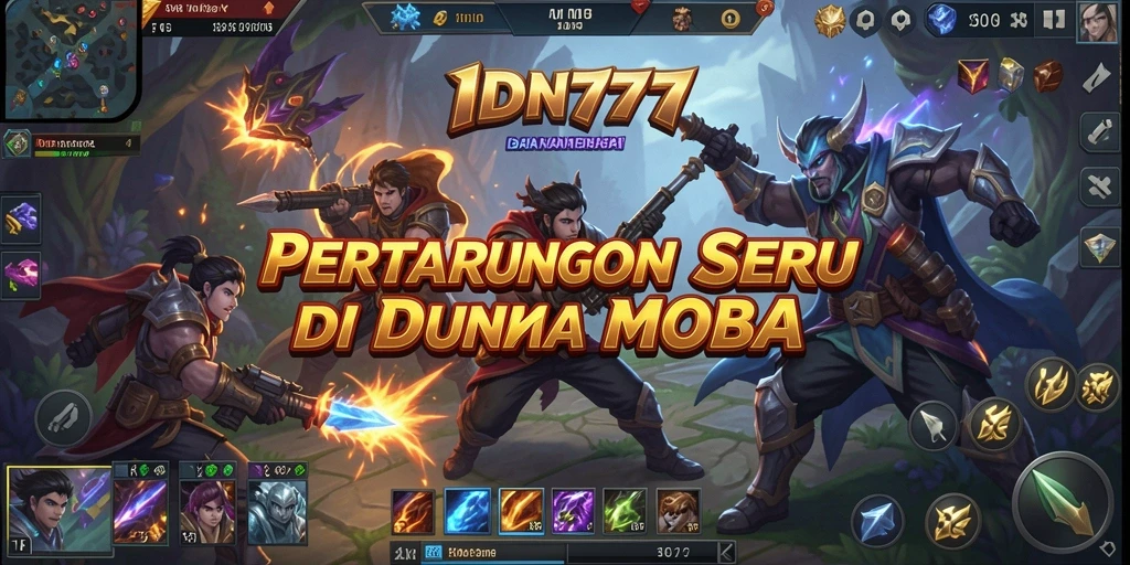 Screenshot gameplay IDN777 menampilkan aksi seru dalam pertempuran MOBA.