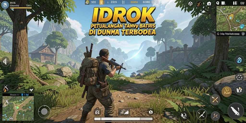Screenshot utama IDROK menampilkan gameplay eksplorasi dunia terbuka.