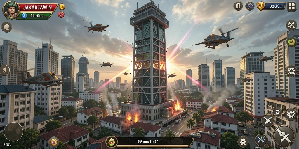 Tampilan action gameplay Tower Defense yang seru dan menegangkan.