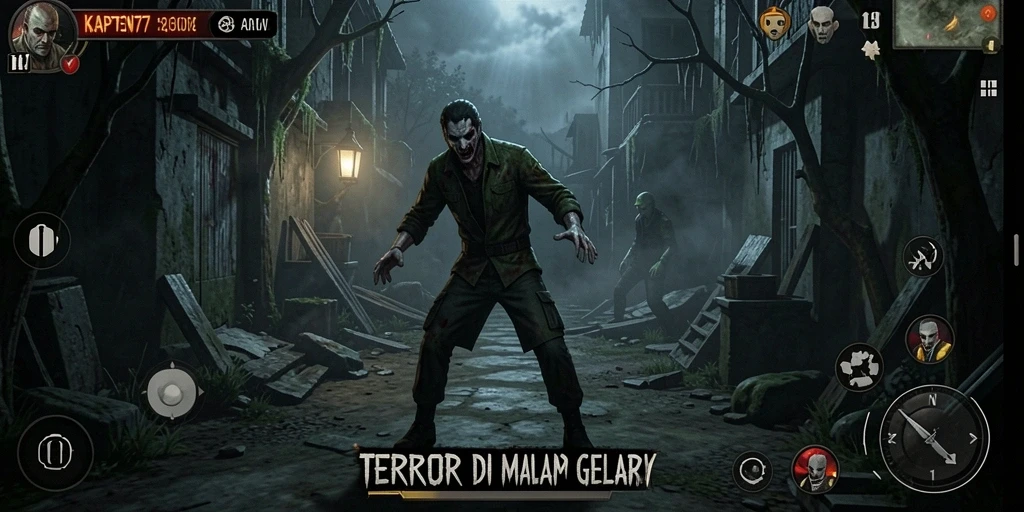 Gameplay KAPTEN77 yang menegangkan di suasana yang mencekam.