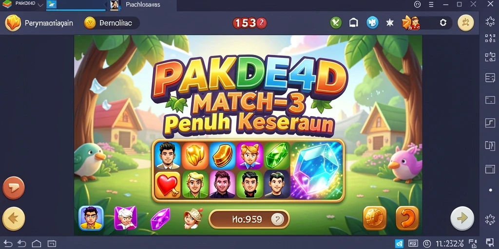 Tampilan gameplay seru dari PAKDE4D dengan berbagai elemen warna-warni.