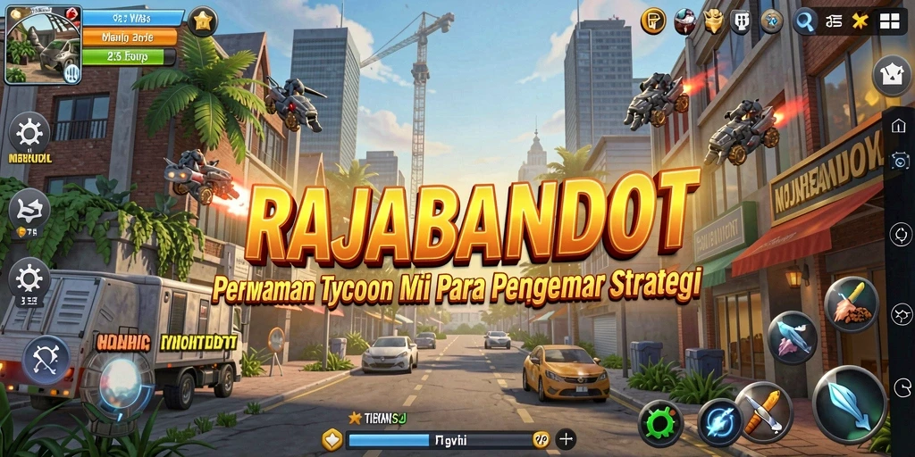 Tampilan gameplay seru dalam RAJABANDOT yang menunjukkan manajemen bisnis.