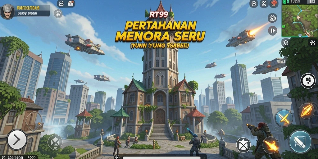 Tangkapan layar RT99 menampilkan aksi menegangkan dalam Tower Defense.