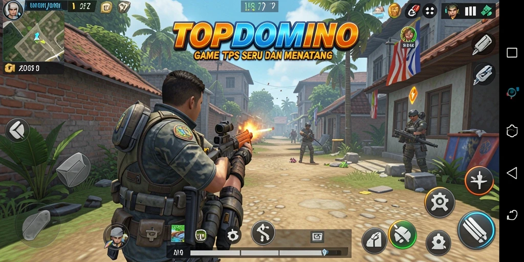 Screenshot gameplay TOPDOMINO yang menampilkan aksi seru di arena tempur.