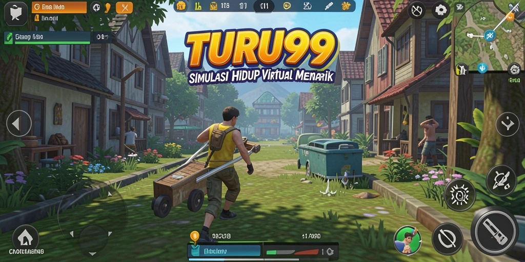Gameplay TURU99 dengan karakter dan lingkungan yang interaktif.