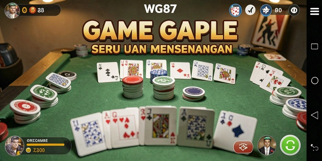 Screenshot gameplay WG87 menampilkan serunya permainan Gaple.