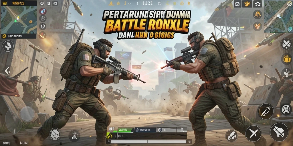 Menampilkan aksi seru dalam gameplay Battle Royale WISNU123.